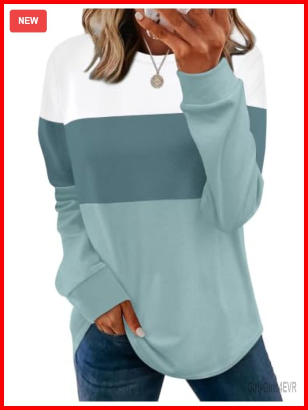 Womens Long Sleeve Tunic Sweatshirt Crewneck Loose Fit Pullover Fall